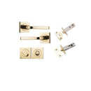 IVER Annecy Door Lever Handle On Square Rose Pair | Separate Privacy Kit | 9 Finishes - Polished Brass