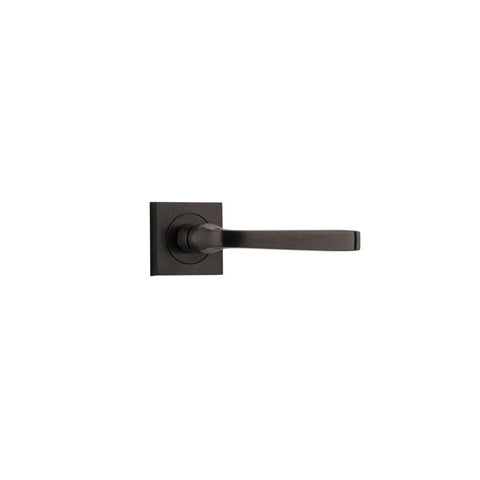 IVER Annecy Door Lever Handle On Square Rose Pair | Lever Set Only | 9 Finishes - Signature Brass