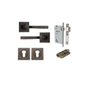 IVER Annecy Door Lever Handle On Square Rose Pair | Entrance Kit (Key/Key) | 9 Finishes - Signature Brass