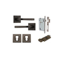 IVER Annecy Door Lever Handle On Square Rose Pair | Entrance Kit (Key/Thumb) | 9 Finishes - Signature Brass