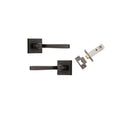 IVER Annecy Door Lever Handle On Square Rose Pair | Passage Kit | 9 Finishes - Signature Brass