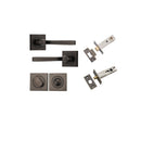 IVER Annecy Door Lever Handle On Square Rose Pair | Separate Privacy Kit | 9 Finishes - Signature Brass