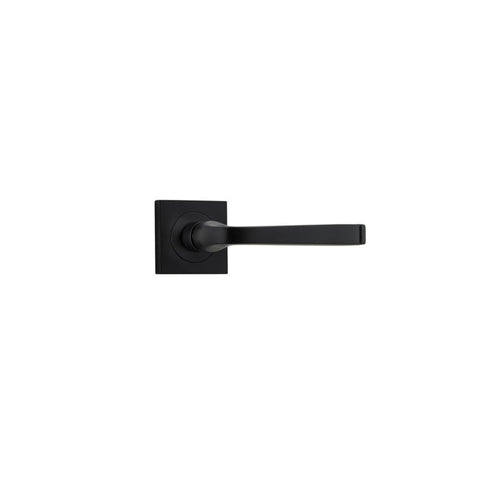 IVER Annecy Door Lever Handle On Square Rose Pair | Lever Set Only | 9 Finishes - Matt Black