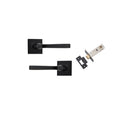 IVER Annecy Door Lever Handle On Square Rose Pair | Passage Kit | 9 Finishes - Matt Black