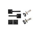 IVER Annecy Door Lever Handle On Square Rose Pair | Separate Privacy Kit | 9 Finishes - Matt Black