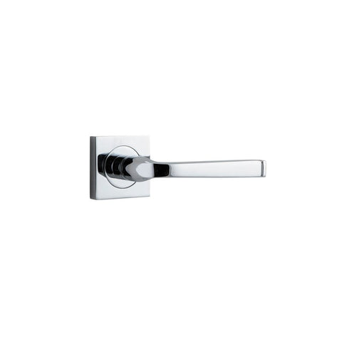 IVER Annecy Door Lever Handle On Square Rose Pair | Lever Set Only | 9 Finishes - Polished Chrome