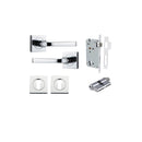 IVER Annecy Door Lever Handle On Square Rose Pair | Entrance Kit (Key/Key) | 9 Finishes - Polished Chrome