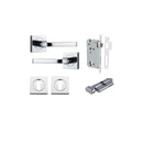IVER Annecy Door Lever Handle On Square Rose Pair | Entrance Kit (Key/Thumb) | 9 Finishes - Polished Chrome