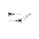 IVER Annecy Door Lever Handle On Square Rose Pair | Inbuilt Privacy Kit | 9 Finishes - Polished Chrome