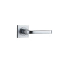 IVER Annecy Door Lever Handle On Square Rose Pair | Lever Set Only | 9 Finishes - Brushed Chrome