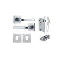 IVER Annecy Door Lever Handle On Square Rose Pair | Entrance Kit (Key/Key) | 9 Finishes - Brushed Chrome
