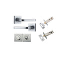 IVER Annecy Door Lever Handle On Square Rose Pair | Separate Privacy Kit | 9 Finishes - Brushed Chrome