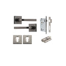 IVER Annecy Door Lever Handle On Square Rose Pair | Entrance Kit (Key/Key) | 9 Finishes - Distressed Nickel