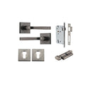 IVER Annecy Door Lever Handle On Square Rose Pair | Entrance Kit (Key/Thumb) | 9 Finishes - Distressed Nickel
