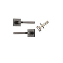 IVER Annecy Door Lever Handle On Square Rose Pair | Inbuilt Privacy Kit | 9 Finishes - Distressed Nickel