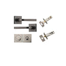 IVER Annecy Door Lever Handle On Square Rose Pair | Separate Privacy Kit | 9 Finishes - Distressed Nickel