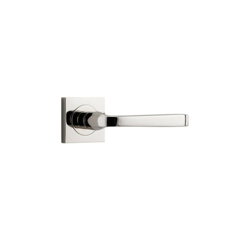 IVER Annecy Door Lever Handle On Square Rose Pair | Lever Set Only | 9 Finishes - Polished Nickel