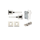 IVER Annecy Door Lever Handle On Square Rose Pair | Entrance Kit (Key/Thumb) | 9 Finishes - Polished Nickel
