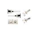 IVER Annecy Door Lever Handle On Square Rose Pair | Separate Privacy Kit | 9 Finishes - Polished Nickel