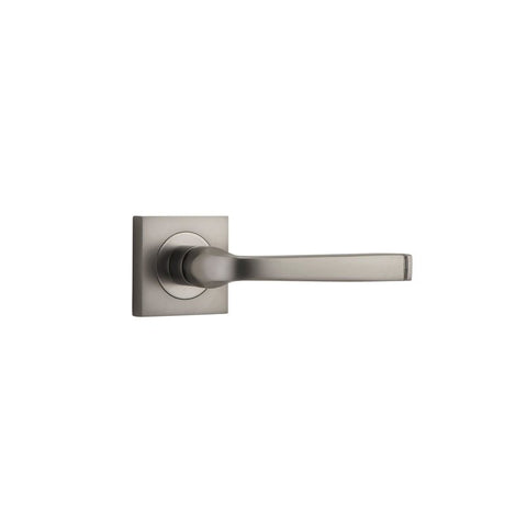 IVER Annecy Door Lever Handle On Square Rose Pair | Lever Set Only | 9 Finishes - Satin Nickel
