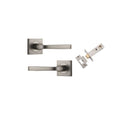 IVER Annecy Door Lever Handle On Square Rose Pair | Passage Kit | 9 Finishes - Satin Nickel