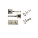 IVER Annecy Door Lever Handle On Square Rose Pair | Separate Privacy Kit | 9 Finishes - Satin Nickel