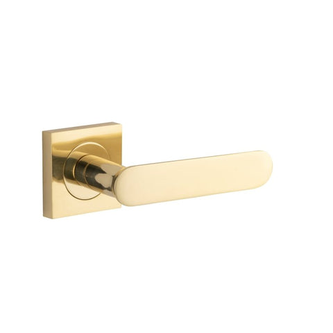 Iver Bronte Solid Brass Door Lever Handle On Square Rose | Lever Set Only | 7 Finishes - Polished Brass