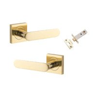 Iver Bronte Solid Brass Door Lever Handle On Square Rose | Passage Kit | 7 Finishes - Polished Brass