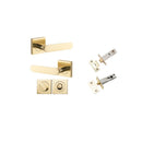Iver Bronte Solid Brass Door Lever Handle On Square Rose | Separate Privacy Kit | 7 Finishes - Polished Brass