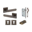 Iver Bronte Solid Brass Door Lever Handle On Square Rose | Entrance Kit (Key/Key) | 7 Finishes - Signature Brass
