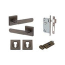 Iver Bronte Solid Brass Door Lever Handle On Square Rose | Entrance Kit (Key/Thumb) | 7 Finishes - Signature Brass