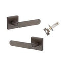 Iver Bronte Solid Brass Door Lever Handle On Square Rose | Inbuilt Privacy Kit | 7 Finishes - Signature Brass