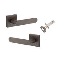 Iver Bronte Solid Brass Door Lever Handle On Square Rose | Passage Kit | 7 Finishes - Signature Brass