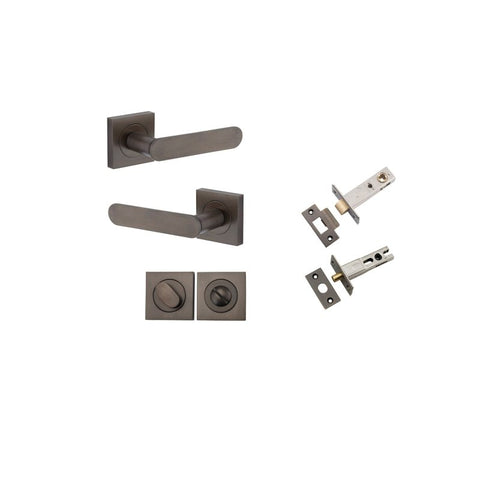 Iver Bronte Solid Brass Door Lever Handle On Square Rose | Separate Privacy Kit | 7 Finishes - Signature Brass
