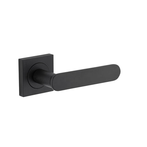 Iver Bronte Solid Brass Door Lever Handle On Square Rose | Lever Set Only | 7 Finishes - Matt Black