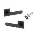 Iver Bronte Solid Brass Door Lever Handle On Square Rose | Inbuilt Privacy Kit | 7 Finishes - Matt Black