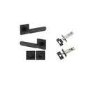 Iver Bronte Solid Brass Door Lever Handle On Square Rose | Separate Privacy Kit | 7 Finishes - Matt Black