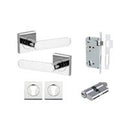Iver Bronte Solid Brass Door Lever Handle On Square Rose | Entrance Kit (Key/Key) | 7 Finishes - Polished Chrome