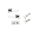 Iver Bronte Solid Brass Door Lever Handle On Square Rose | Separate Privacy Kit | 7 Finishes - Polished Chrome