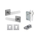 Iver Bronte Solid Brass Door Lever Handle On Square Rose | Entrance Kit (Key/Key) | 7 Finishes - Brushed Chrome