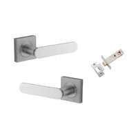 Iver Bronte Solid Brass Door Lever Handle On Square Rose | Passage Kit | 7 Finishes - Brushed Chrome