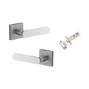 Iver Bronte Solid Brass Door Lever Handle On Square Rose | Passage Kit | 7 Finishes - Brushed Chrome