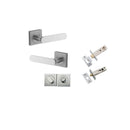 Iver Bronte Solid Brass Door Lever Handle On Square Rose | Separate Privacy Kit | 7 Finishes - Brushed Chrome