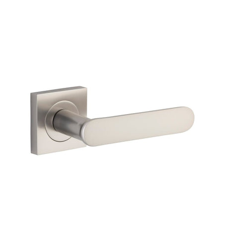 Iver Bronte Solid Brass Door Lever Handle On Square Rose | Lever Set Only | 7 Finishes - Satin Nickel