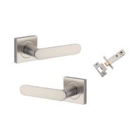 Iver Bronte Solid Brass Door Lever Handle On Square Rose | Passage Kit | 7 Finishes - Satin Nickel