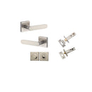 Iver Bronte Solid Brass Door Lever Handle On Square Rose | Separate Privacy Kit | 7 Finishes - Satin Nickel