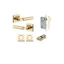 Iver Berlin Door Lever on Square Rose | Entrance Kit (Key/Key) | 7 Finishes - Polished Brass