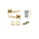 Iver Berlin Door Lever on Square Rose | Entrance Kit (Key/Thumb) | 7 Finishes - Polished Brass
