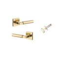 Iver Berlin Door Lever on Square Rose | Inbuilt Privacy Kit | 7 Finishes - Polished Brass