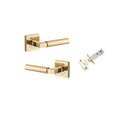 Iver Berlin Door Lever on Square Rose | Passage Kit | 7 Finishes - Polished Brass